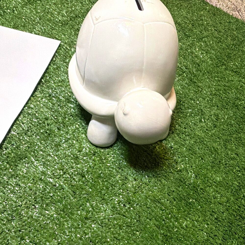 White Ceramic/Pottery Turtle Coin Bank Reptile Figure Decorative Bank